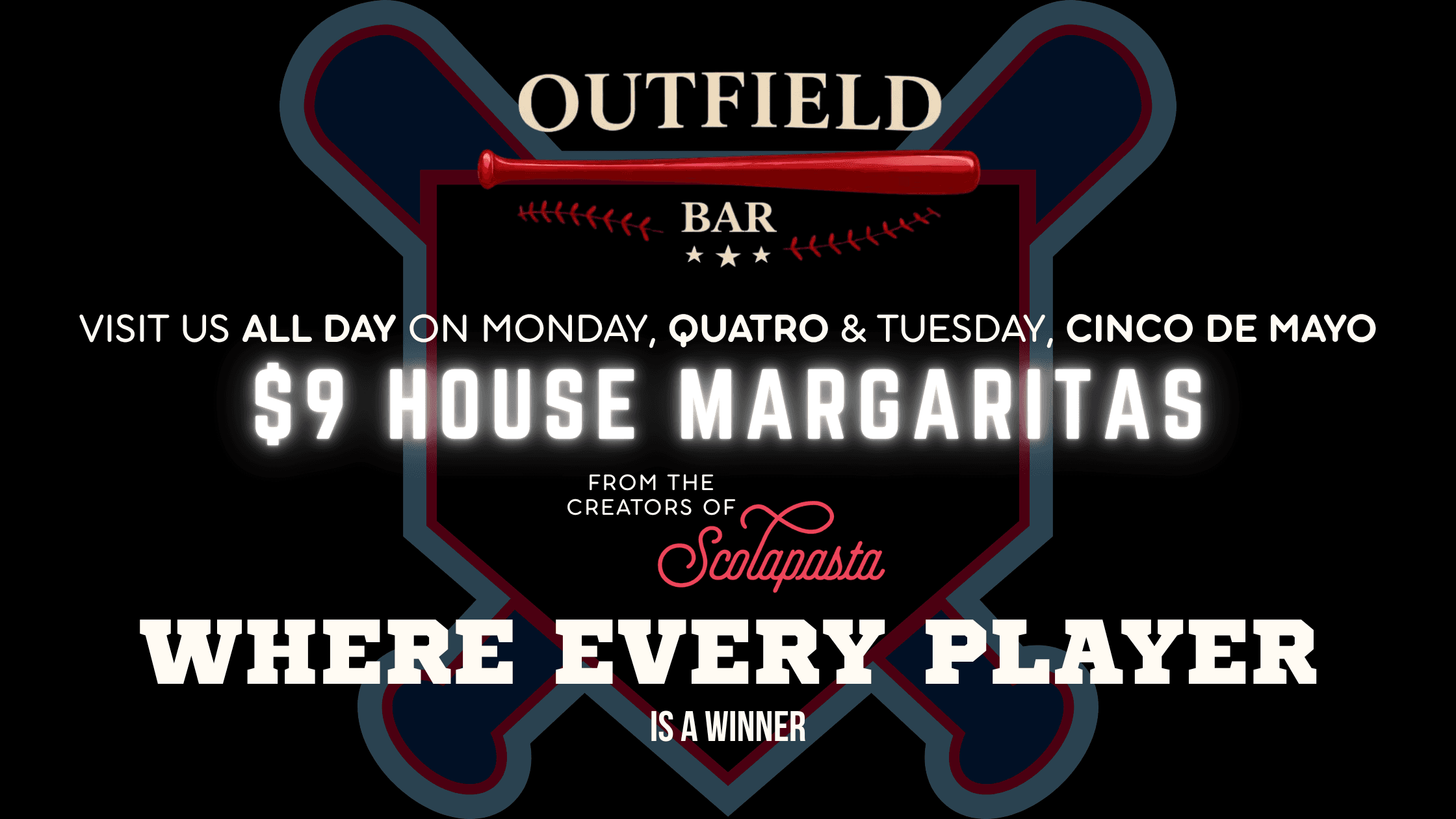 Cinco de Mayo — nine dollar house margaritas at Outfield Bar